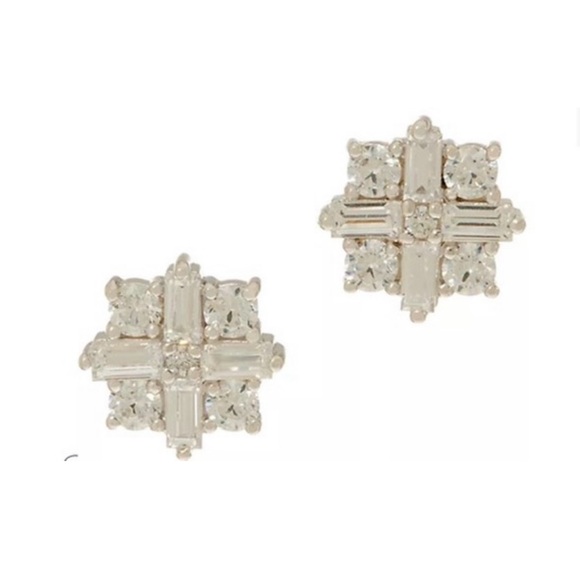 TOVA For Diamonique Star Stud Earrings, Platinum Clad Sterling Silver - Picture 5 of 6